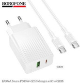 BOROFONE (6941991122927) BAS76Aaa 1USB+1Type-C 3.0A QC3.0 PD30W для Type-C Type-C White
