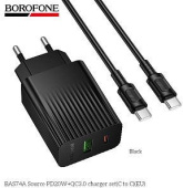 BOROFONE (6941991122798) BAS74Aaa 1USB+1Type-C 3.0A QC3.0 PD20W для Type-C Type-C Black