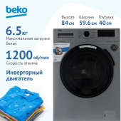 Стиральная машина BEKO WSPE6H616S серебристый