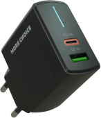 MORE CHOICE (4620202551245) NC61a Black - 1USB+1USB-C 3.0A PD 20W+QC3.0 быстрая зарядка для Type-C