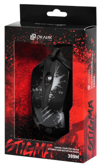 Мышь Оклик 399M STIGMA черный оптическая (1000dpi) USB (3but)