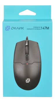 Мышь Оклик 147M черный оптическая (1600dpi) USB (4but)