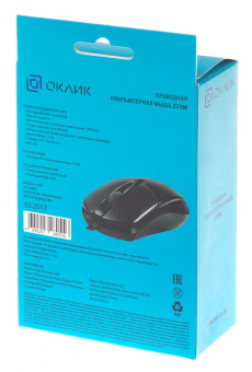 Мышь Оклик 275M черный оптическая (1000dpi) USB (3but)