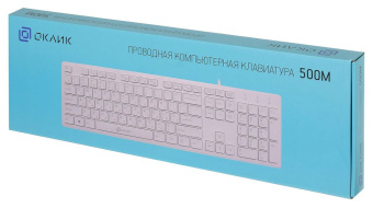Клавиатура Оклик 500M белый USB slim Multimedia