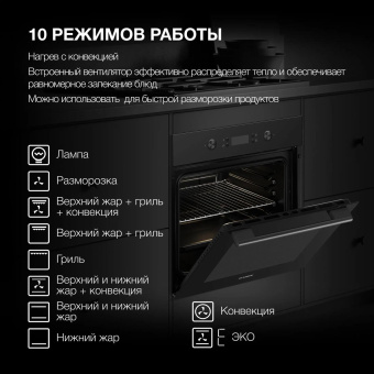 Духовой шкаф Электрический Hyundai HEO 6650 BG черный