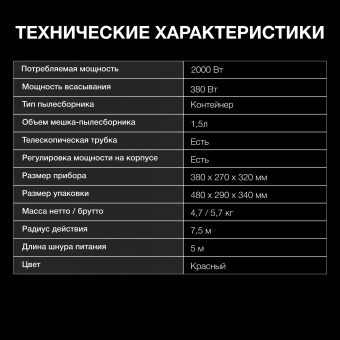 Пылесос Hyundai HYV-C3075 2000Вт красный